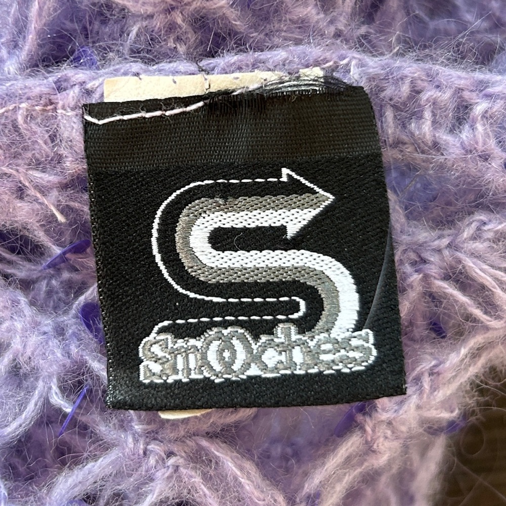 Y2K SMOOCHES 90s Open Knit Sequin Oversized Long Layer Sweater Fairy Grunge Sz M - Picture 2 of 12